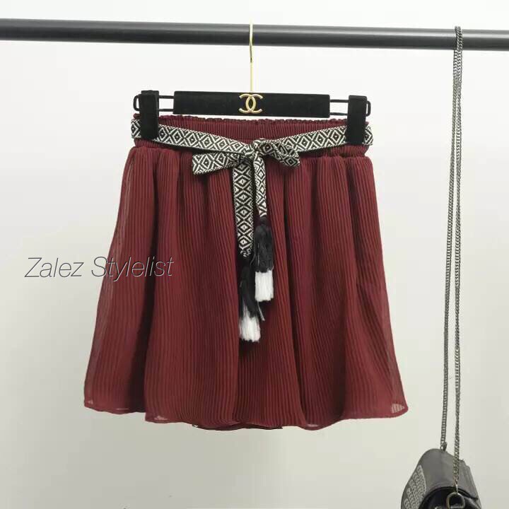กระโปรงกางเกง ผ้าเกาหลีอัดพลีทจีบเล็ก
