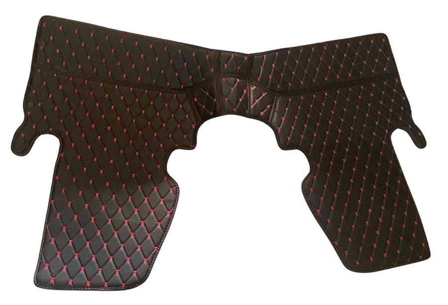 พรมปูพื้นรถยนต์6D MITSUBISHI TRITON CAB (2015-22) พรม6D ไตรตัน แคป สีดำด้ายแดง เข้ารูป เต็มคัน 3ชิ้น