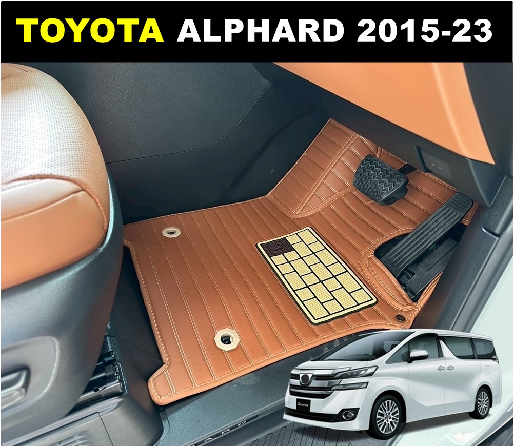พรมปูพื้นรถยนต์ 5D TOYOTA VELLFIRE ปี 2015 - 2023 หนังลายตรง เต็มคัน6ชิ้น (เเจ้งสีในเเชทได้นะคะ)