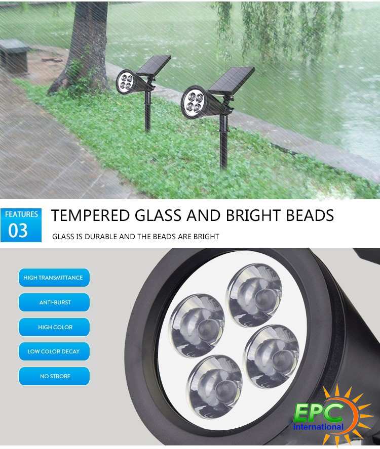 สปอร์ตไลท์ปักสนามโซล่าเซลล์ 4 LED(super bright) (เเสง : ขาว)