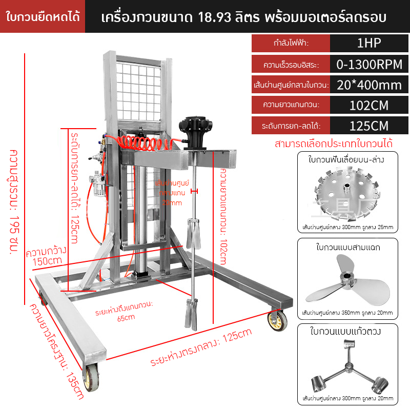 เครื่องกวนผสมแบบใช้ลมอุตสาหกรรม TTY