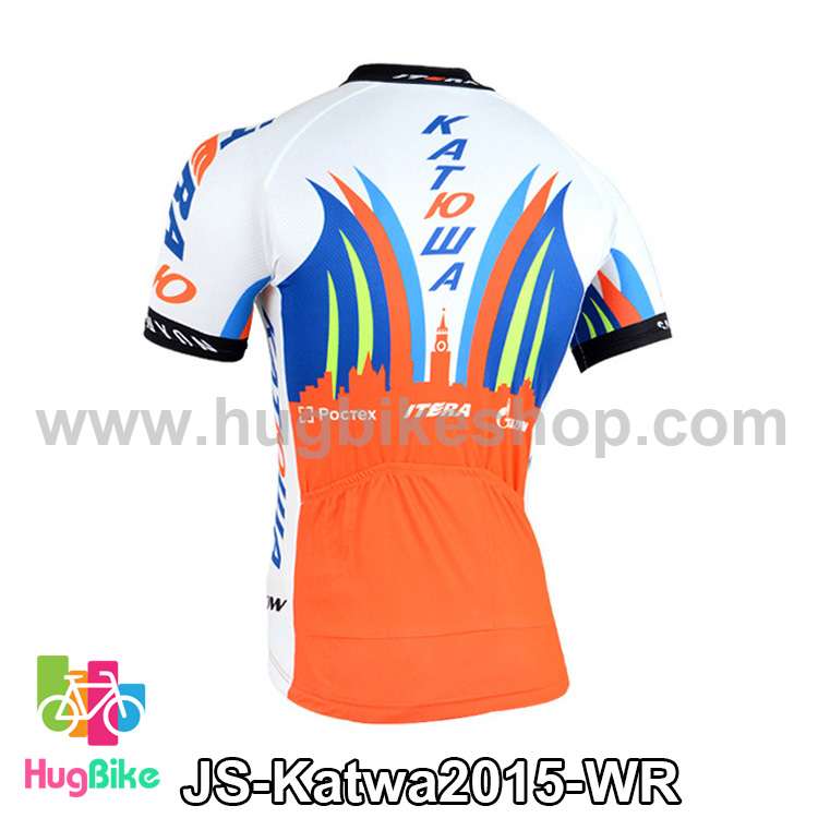 เสื้อจักรยานแขนสั้นทีม Katwa 2015 สีขาวส้ม