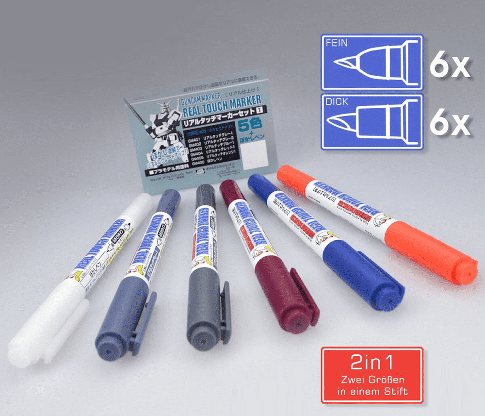 ปากกากันดั้มมาร์คเกอร์ GUNDAM MARKER REAL TOUCH MARKER SET 1
