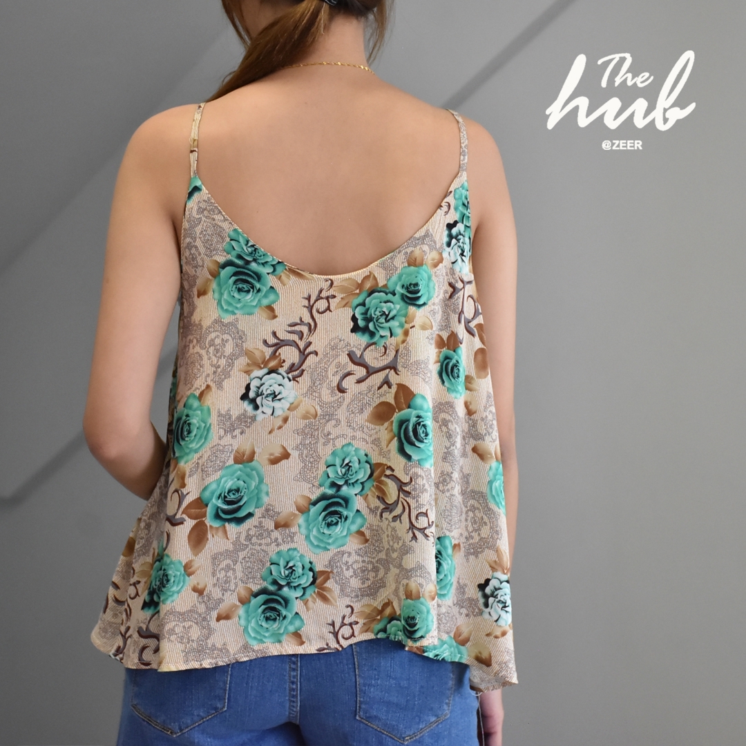 เสื้อสายเดี่ยวลายดอกกุหลาบ