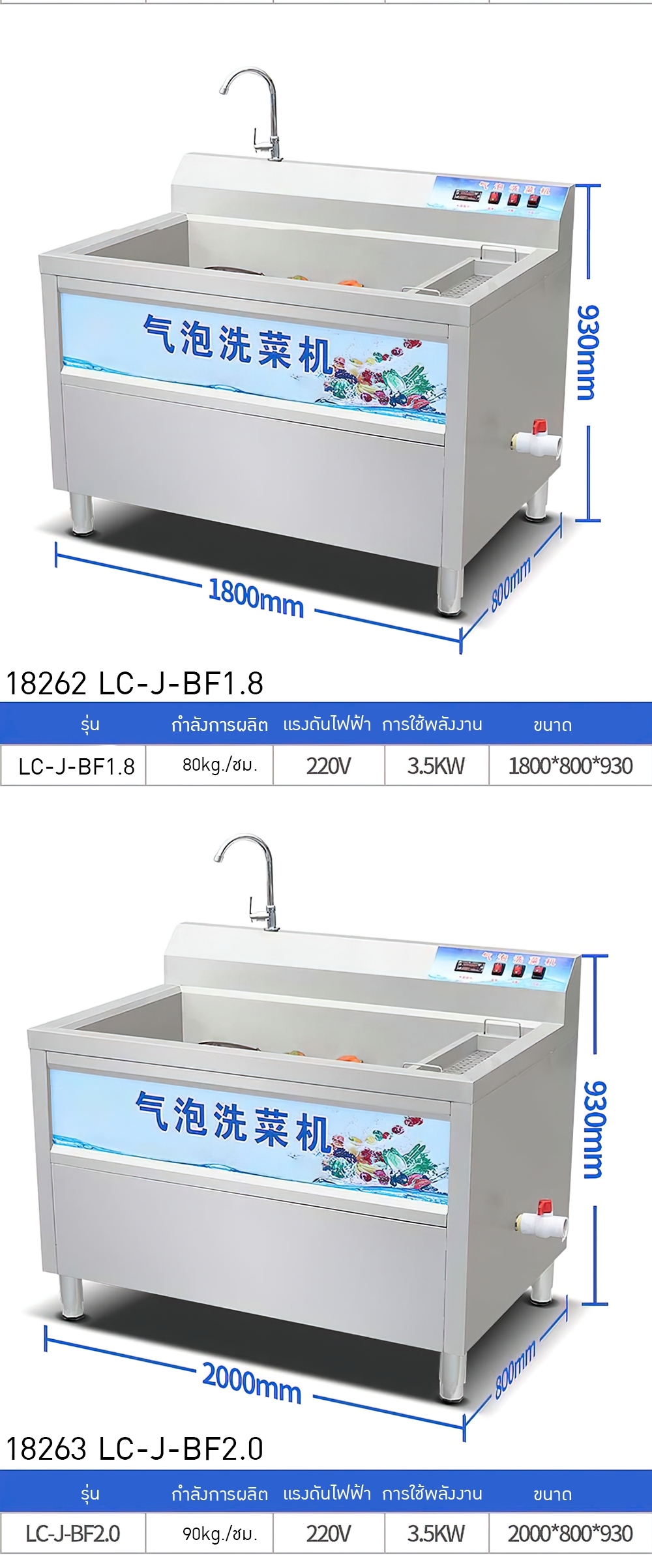 เครื่องล้างผักแบบฟองอากาศ (Air Bubble Washer) LC-J-BF