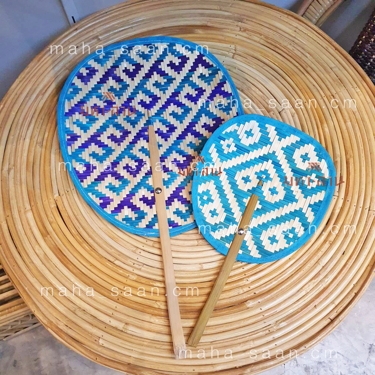 พัดสานไม่ไผ่ พัดทำมือ พัดลายไทย พัดถือ ของชำร่วย 🎏