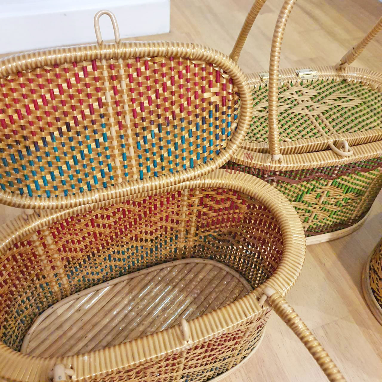 ตะกร้าหวาย ตะกร้าฝาปิด ตะกร้าไปวัด ตะกร้าทำบุญ 🧺