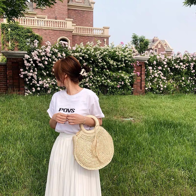 กระเป๋าเชือกถัก กระเป๋าทรงกลม กระเป๋าถือ กระเป๋าแฟชั่น