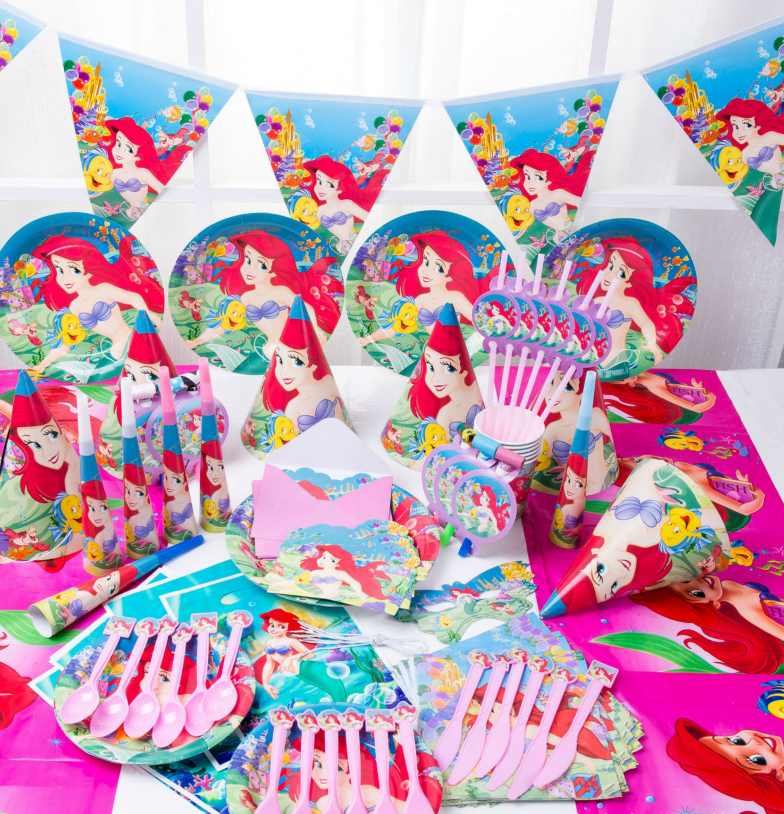 PARTY BOX SET วันเกิด ลายนางเงือกสำหรับ6 คน /MERMAID PARTY BOX SET