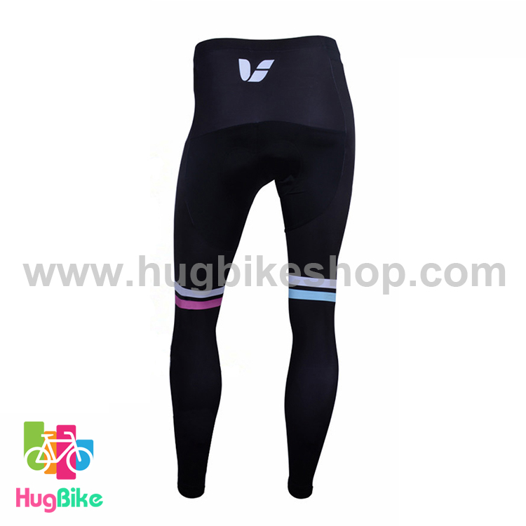 กางเกงจักรยานขายาวทีม Liv 17 (01) สีดำลายชมพูฟ้าขาว