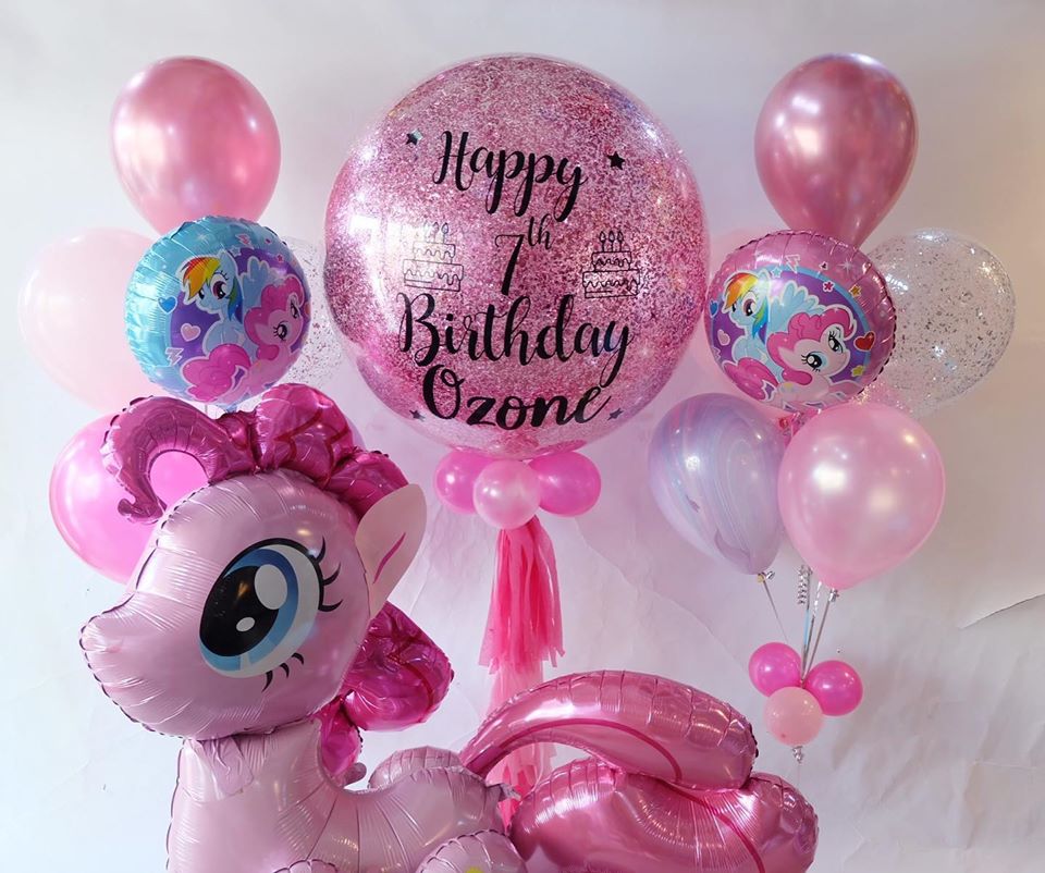 Happy Birthday 30-inch + 2 bunch + My Little Pony / ลูกใหญ่30 นิ้ว 1 ลูก+ช่อ6ลูก(2ช่อ) + โพนี่