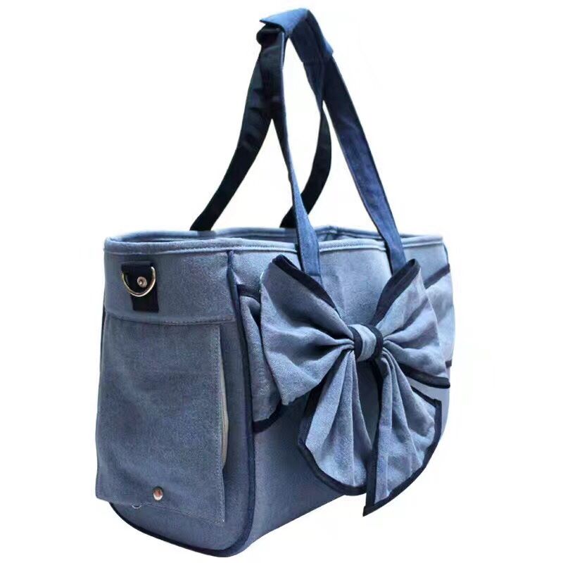 กระเป๋าใส่สัตว์เลี้ยงใบใหญ่ โบว์ยีนส์