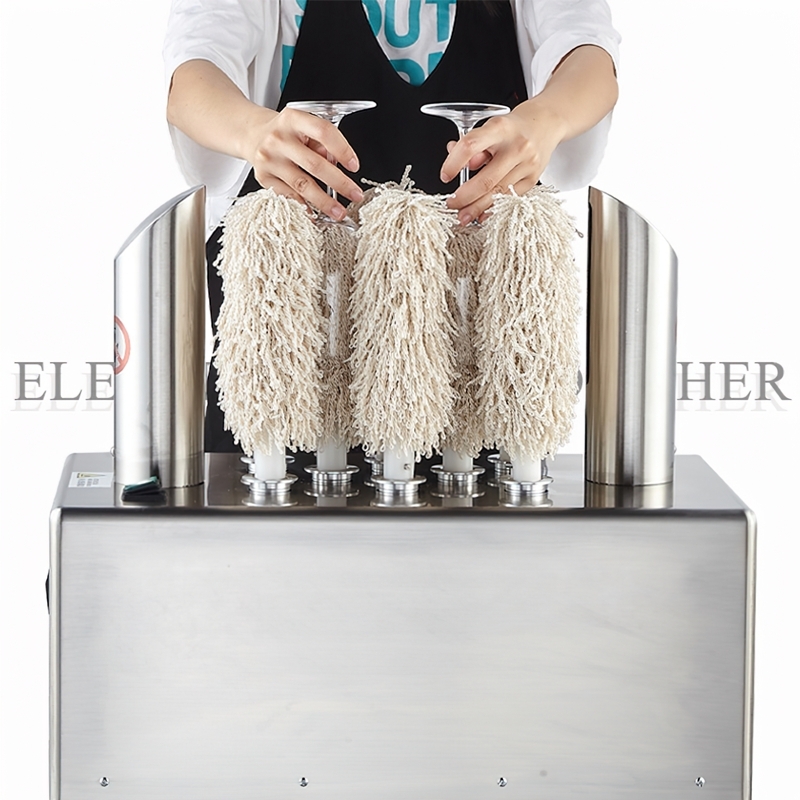 เครื่องเช็ดแก้วไวน์ 5 หัว แบบไฟฟ้า เครื่องเช็ดแก้วไวน์ความเร็วสูง SME LUP-01