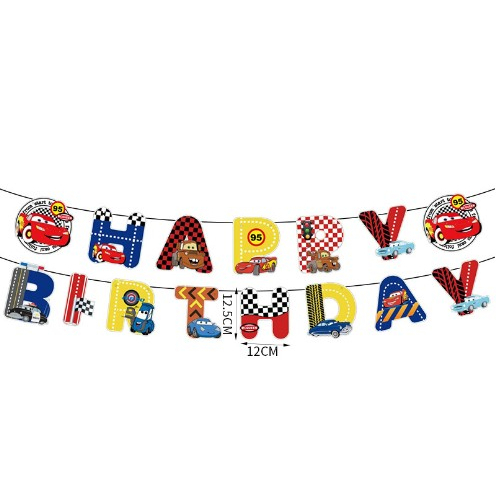 ป้าย Happy Birthday ลาย Lightning Mcqueen