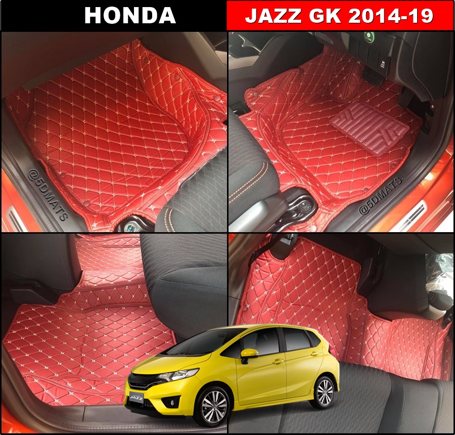 พรมปูพื้นรถยนต์ 6D HONDA JAZZ GK (2014-19) พรมหนัง6D เกรดA เต็มคัน 3ชิ้น