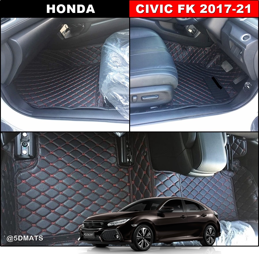พรมปูพื้นรถยนต์ 6D HONDA CIVIC FK 2017-21 พรมหนัง6D เกรดA เต็มคัน 3ชิ้น