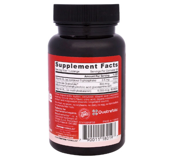 Jarrow Formulas, Methyl B-12 & Methyl Folate, 5000 mcg/800 mcg, Cherry Flavor, 60 Lozenges