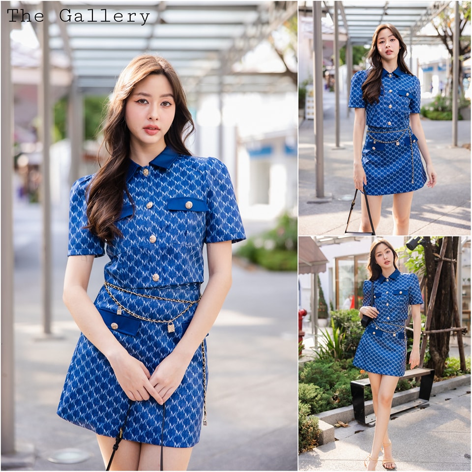 ชุดเซ็ต3ชิ้นเสื้อครอปและกระโปรงพิมส์ลาย เนื้อผ้าพรีเมี่ยม มาพร้อมเข็มขัดโซ่เข้าชุด สวยครบจบในชุดเดียว ห้ามพลาดเลยยย