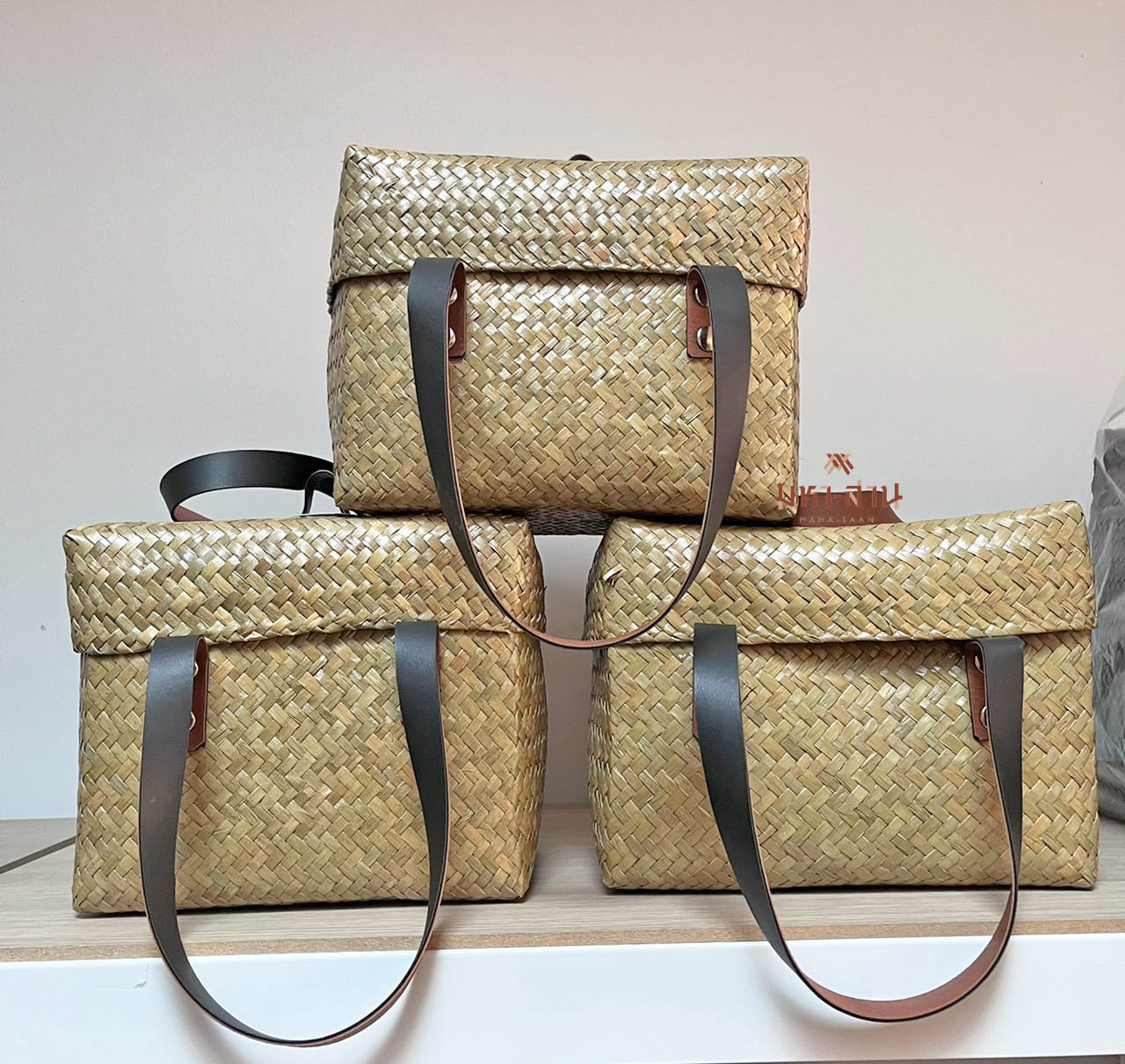 กล่องกระจูด ตะกร้าฝาปิด กล่องเก็บของ ตะกร้ามินิมอล ตะกร้ากระจูด 🧺 สำเนา