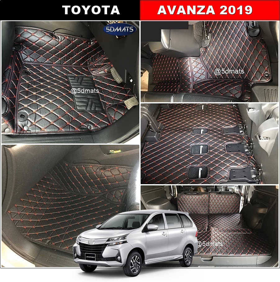 พรมปูพื้นรถยนต์6D TOYOTA AVANZA (ปี2019-23) พรม6D หนังpvcแท้ หนานุ่ม เกรดA เต็มคัน (7ชิ้น)