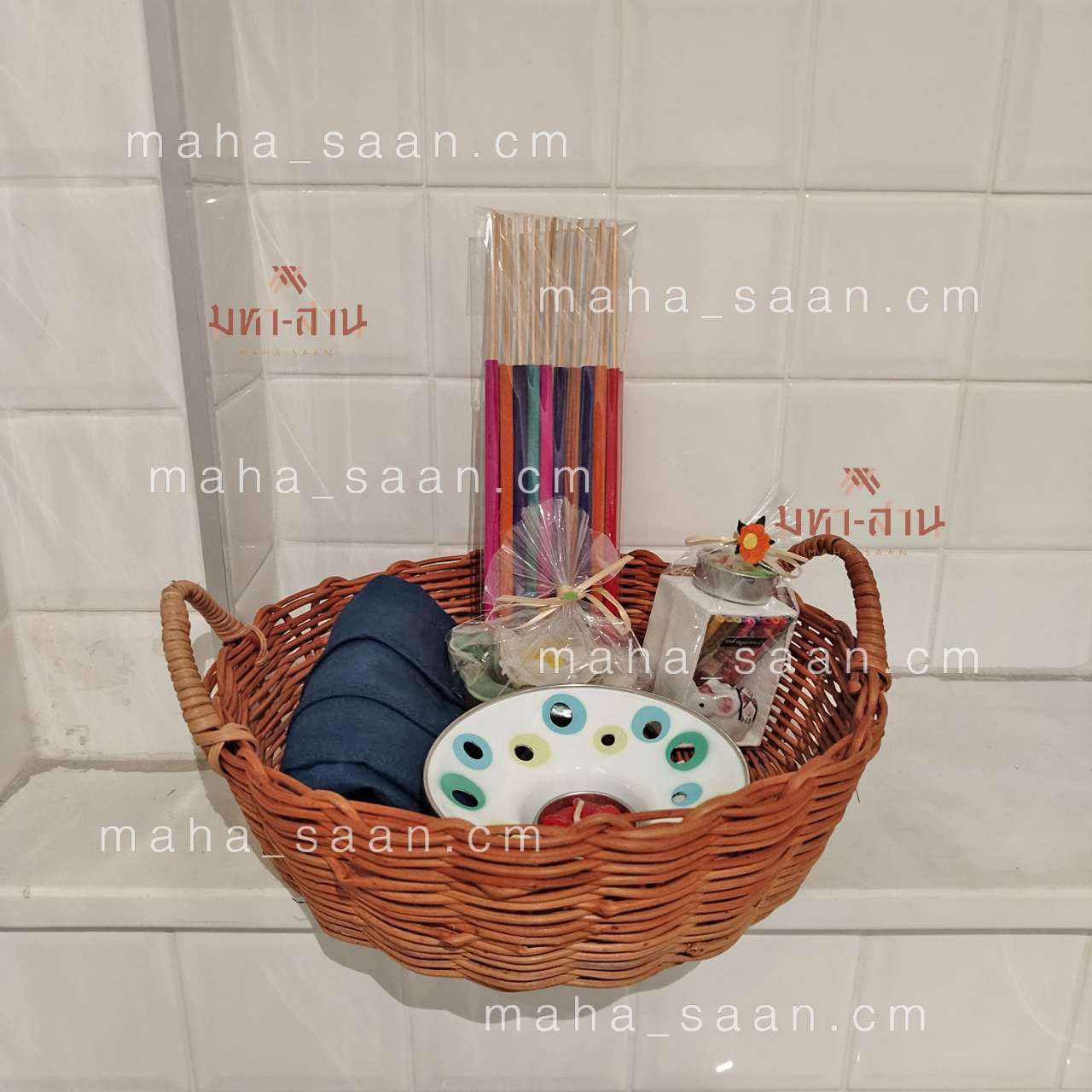 ตะกร้าเถาวัลย์ ทรงกลม พร้อมที่จับ ตะกร้าใส่ผลไม้ อเนกประสงค์ 🍎