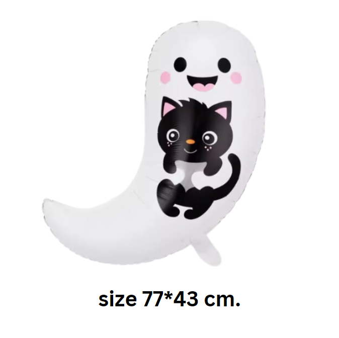 ลูกโป่งฟอยล์ ผีน้อยอุ้มแมว ฮาโลวีน ขนาด77*43ซม.