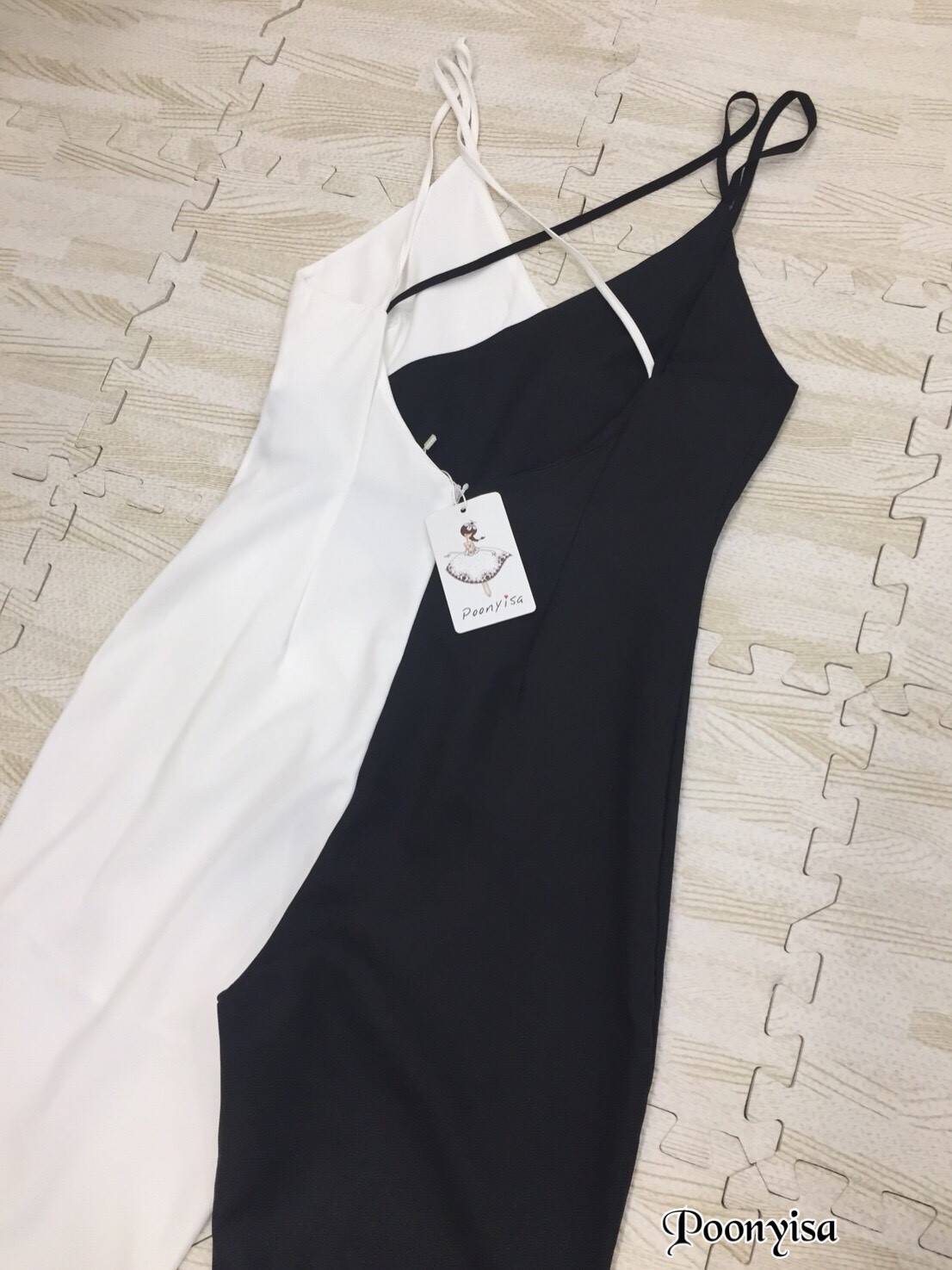 จั๊มสูทขายาวสีทูโทน