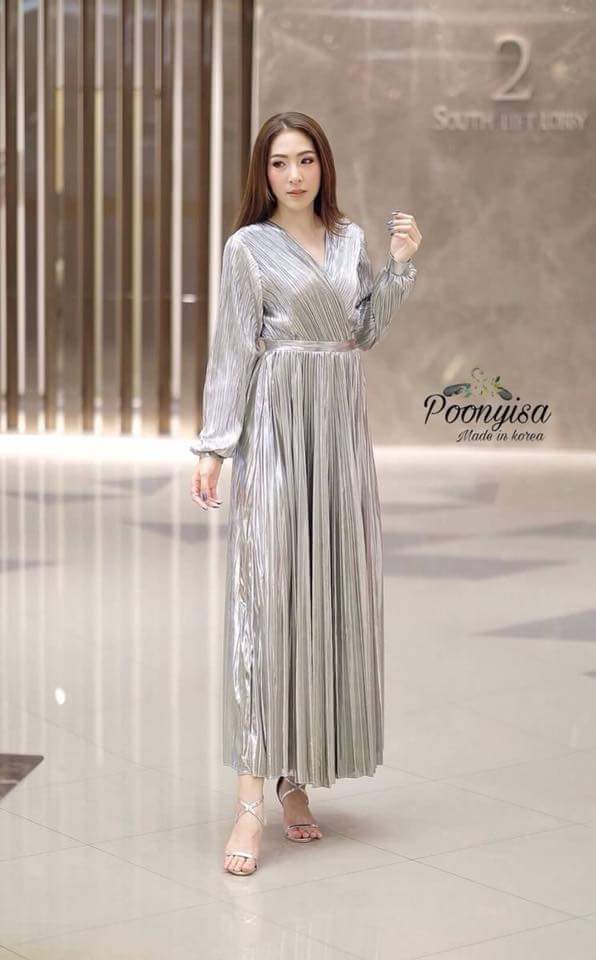 Dress คอวีป้ายหน้า