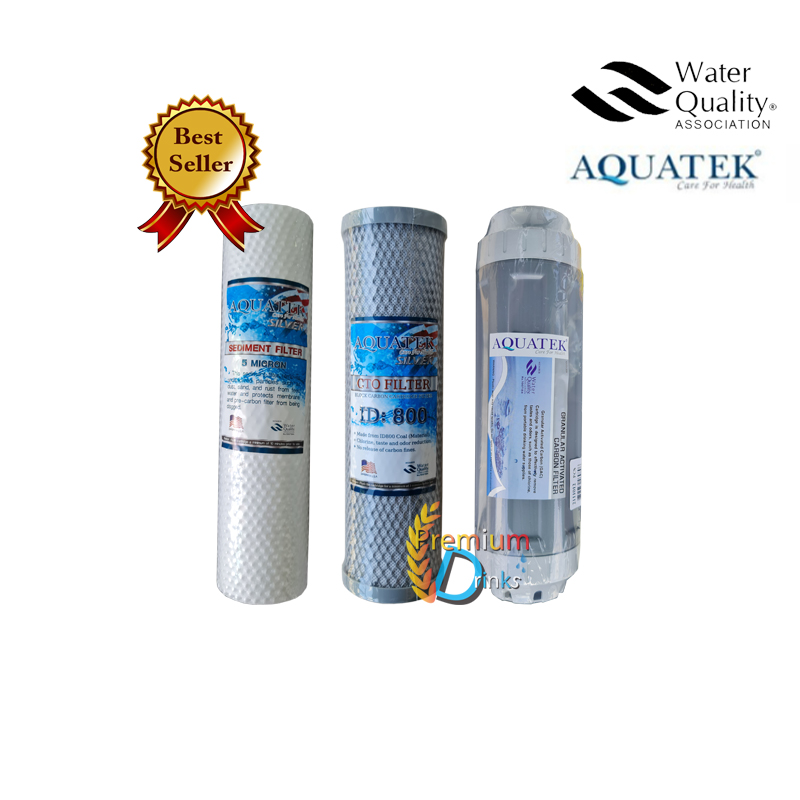ไส้กรองน้ำดื่มชุด 3ขั้นตอน Aquatek (เหมาะสำหรับน้ำประปา)