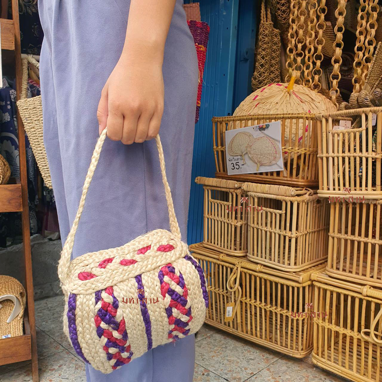 กระเป๋าสะพายข้าง กระเป๋าปอ กระเป๋าถัก กระเป๋าสาน🤎