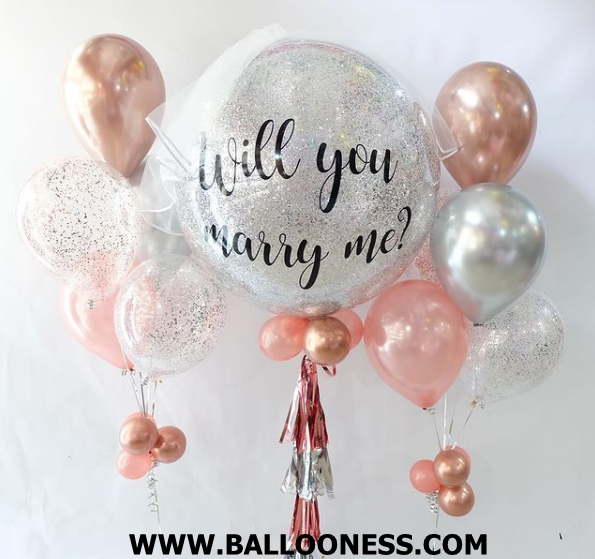 เซทลูกโป่งสละโสด ขนาด36นิ้ว + ช่อ5ลูก 2ช่อ โทนสีโรสโกล / Set Big Balloon + 2bunch Rosegold Tone
