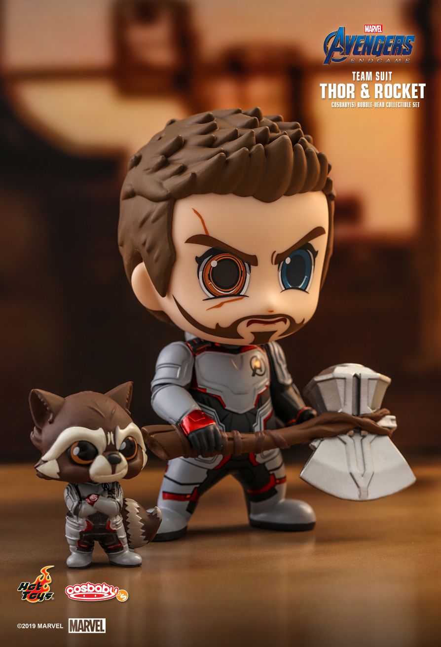 Thor Rocket Team Suit Set Avengers 4 End Game Function Bobble Head Collectible