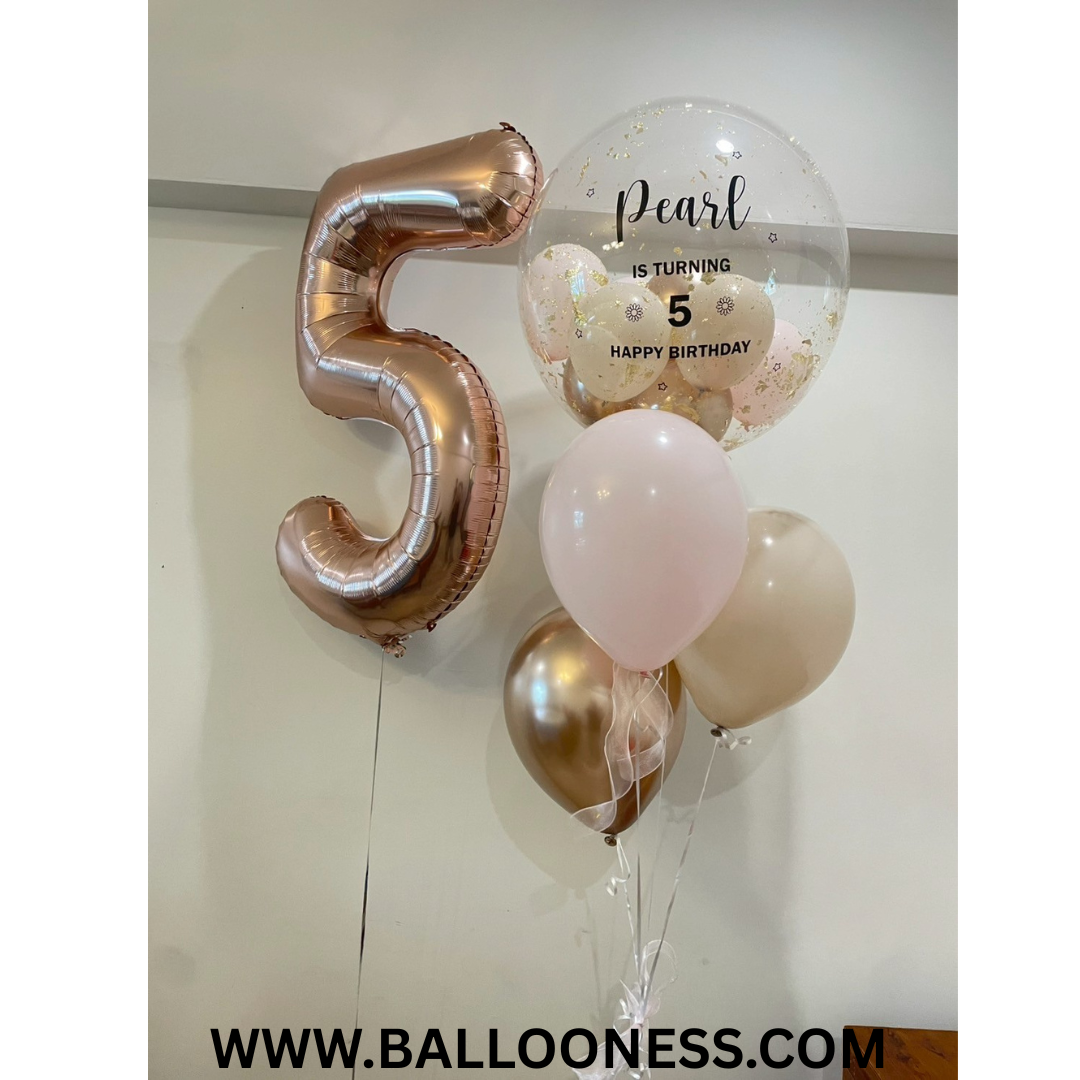 เซทลูกโป่งบับเบิ้ล วันเกิดเด็ก ขนาด 24นิ้ว จัดช่อลูกโป่ง 3ใบ 1ช่อ + ลูกโป่งฟอยล์ตัวเลข ขนาด 40นิ้ว 1ตัว