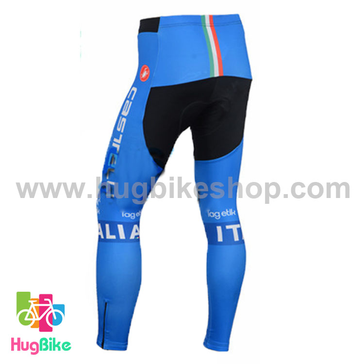 กางเกงจักรยานขายาวทีม Italia 16 สีฟ้า