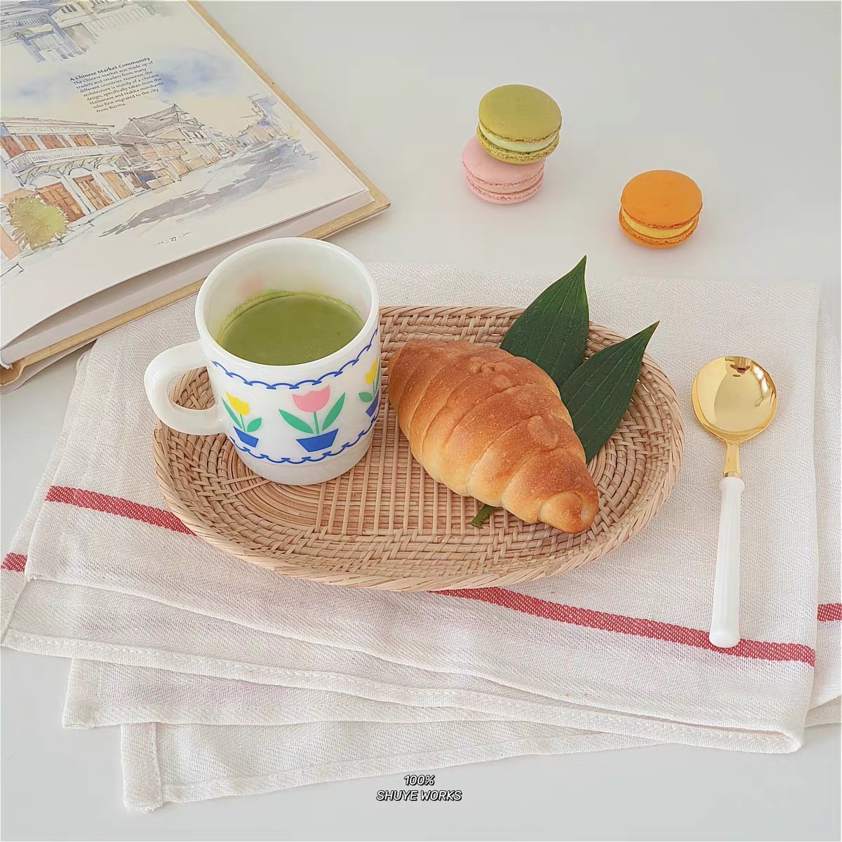 พร็อพถ่ายรูปสินค้า ถาดหวาย ถาดเกาหลี ถาดขนม ถาดอาหาร โฮมคาเฟ่ หวายติดผนังบ้าน🥨