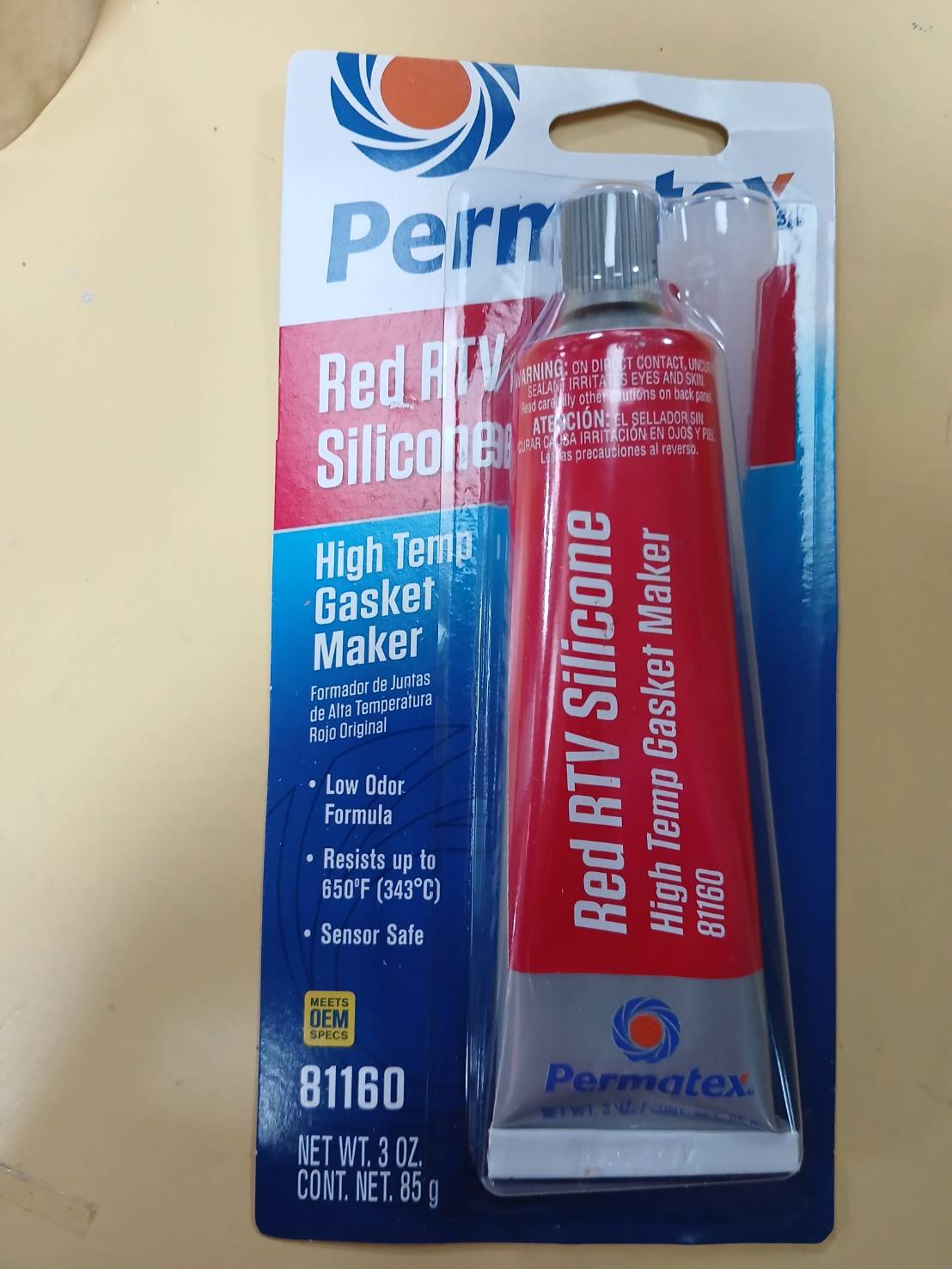 Permatex #26BR Red RTV Silicone กาวแดง น้ำยาปะเก็นความร้อน (81160) Size 3oz./85g.