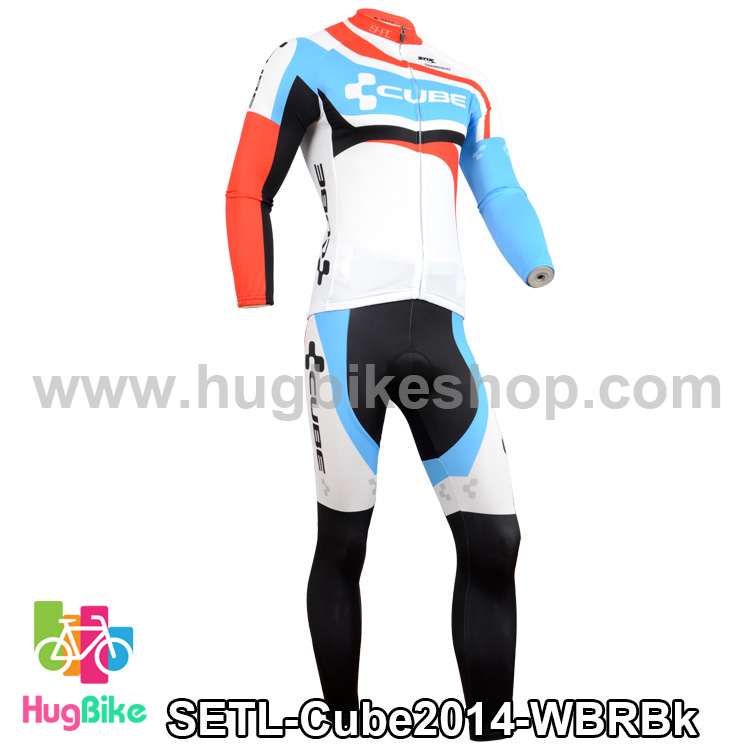 ชุดจักรยานแขนยาวทีม Cube 14 สีขาวลาย