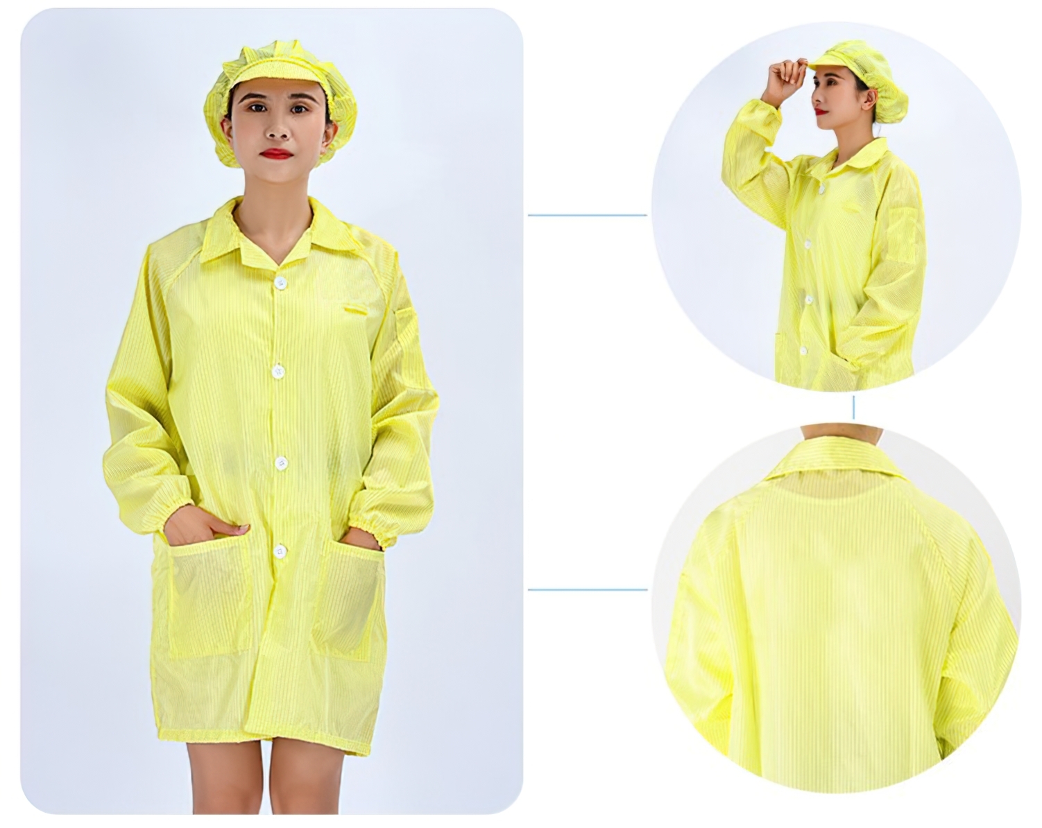 🌈เสื้อแลป เสื้อกาวน์ยาว ยูนิฟอร์ม แขนยาว (ซื้อเสื้อแถมหมวก)