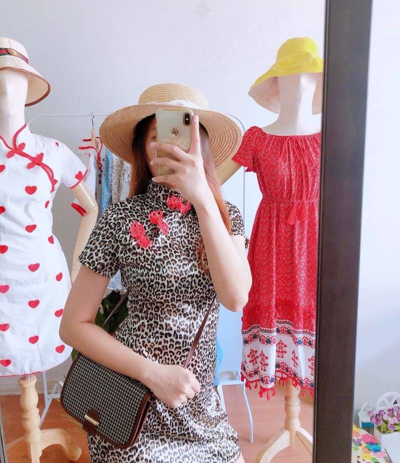 เดรสคอกี่เพ้า ลายเสือ