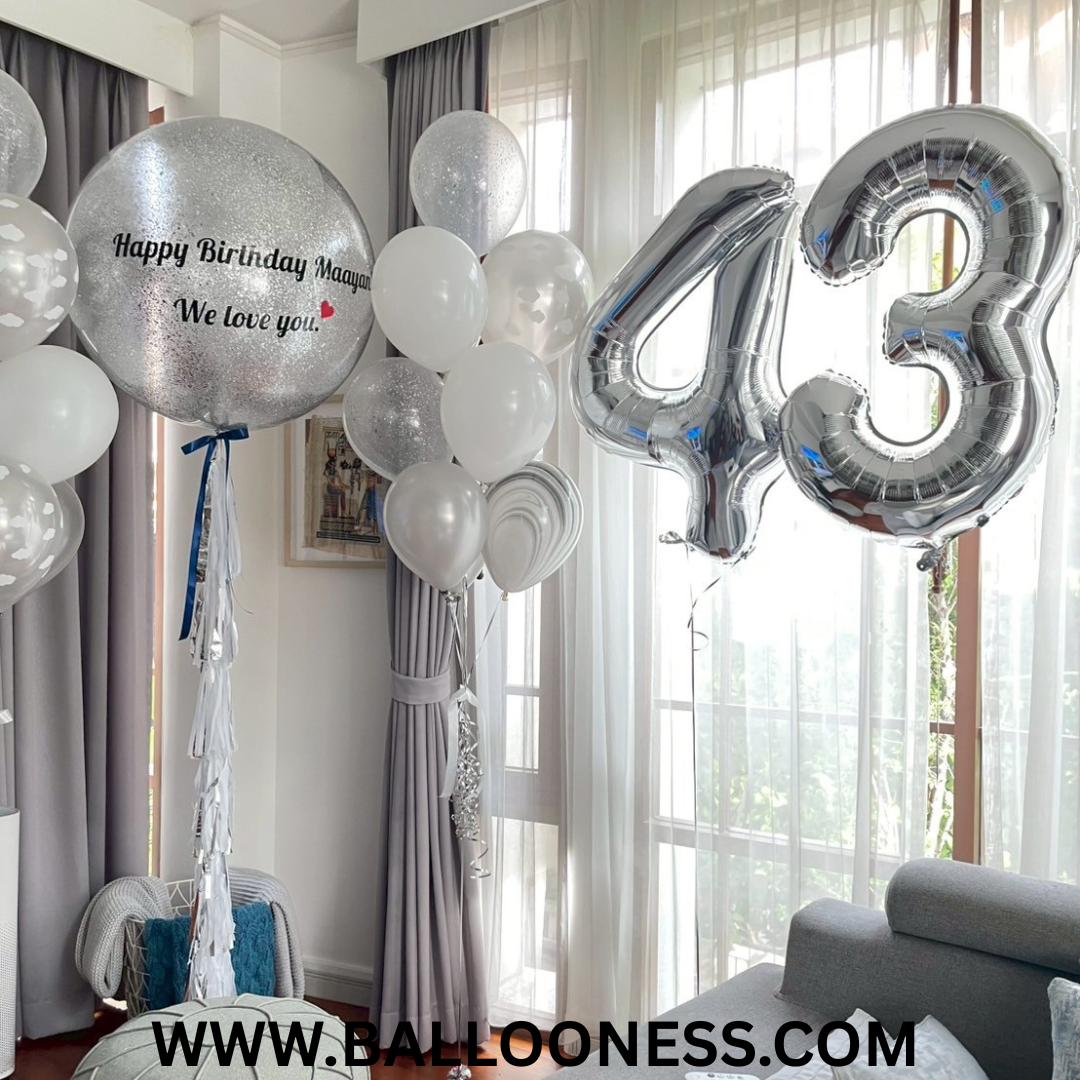 เซทลูกโป่งวันเกิด ขนาด 36นิ้ว + ช่อลูกโป่ง 10ลูก 2ช่อ + ลูกโป่งฟอล์ยตัวเลข ขนาด 40นิ้ว 2ตัว