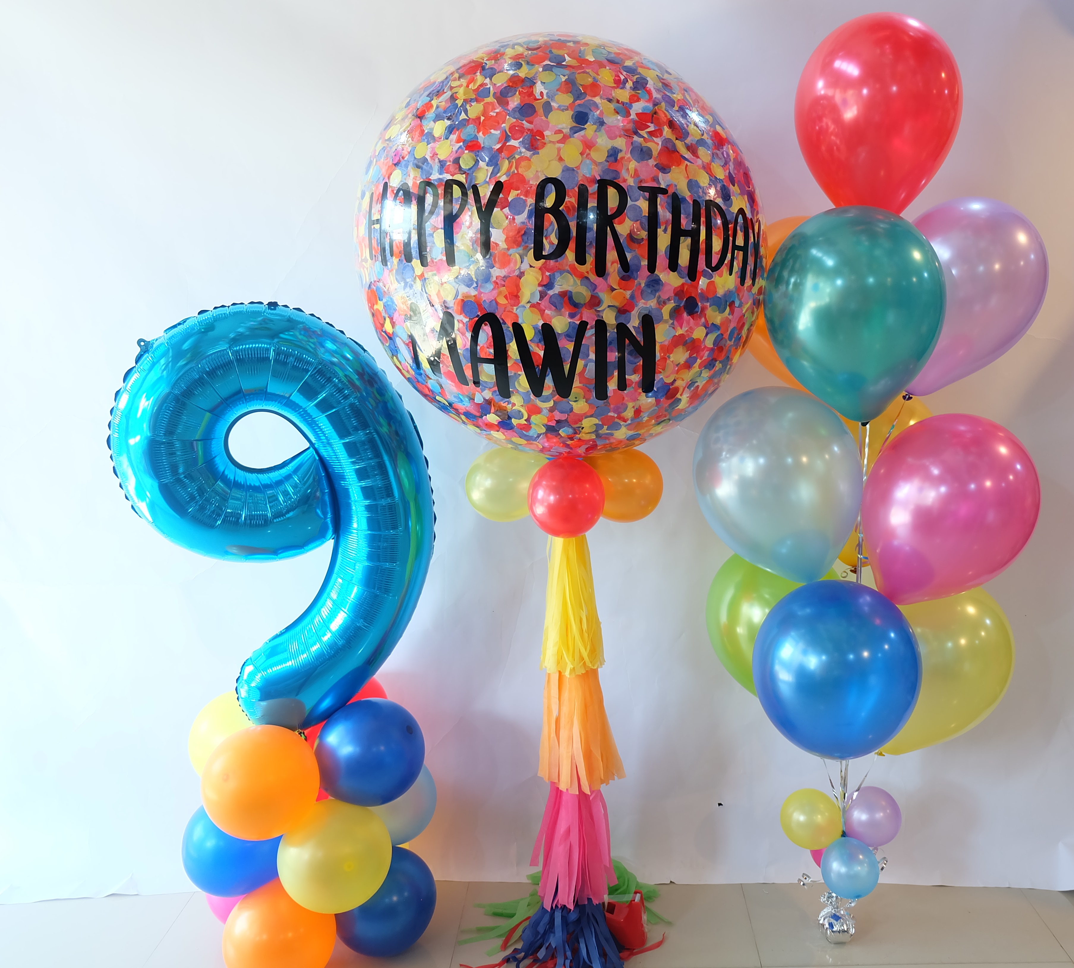 HBD Colorful ( 36 นิ้ว + ตัวเลข + ช่อ10 ลูก/1 ช่อ)