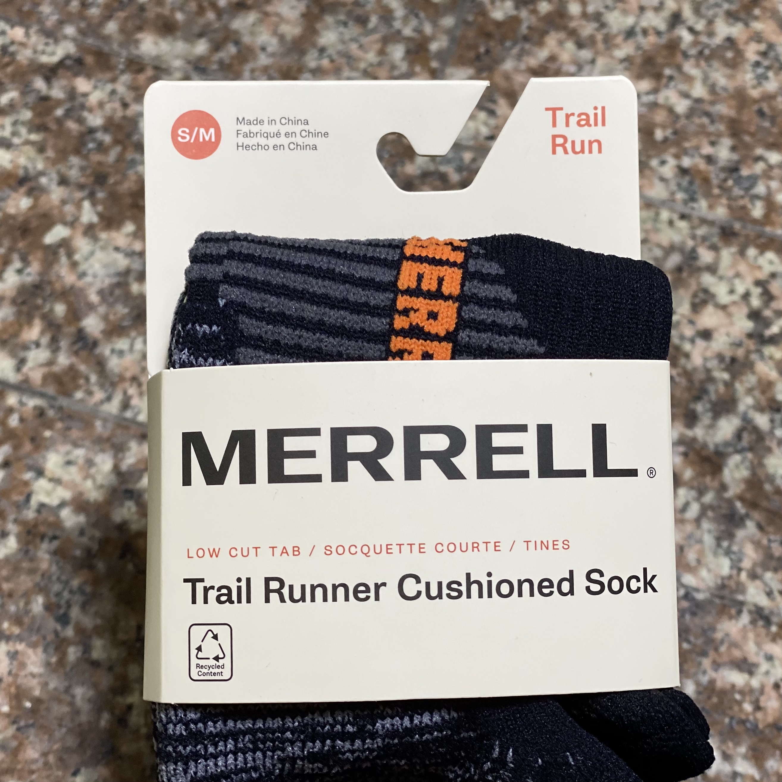 ถุงเท้าวิ่ง Merrell Trail Cushioned Running Socks ‘BLACK’ (S,M,L)