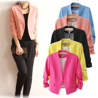 YBC แฟชั่นผู้หญิงพัฟแขนเสื้อที่ไม่มีปุ่มเสื้อสูทสั้น - นานาชาติ