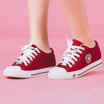 Esther รองเท้าผู้หญิง รองเท้าผ้าใบเสริมส้น รุ่น CM9107 - RED (สีแดง)