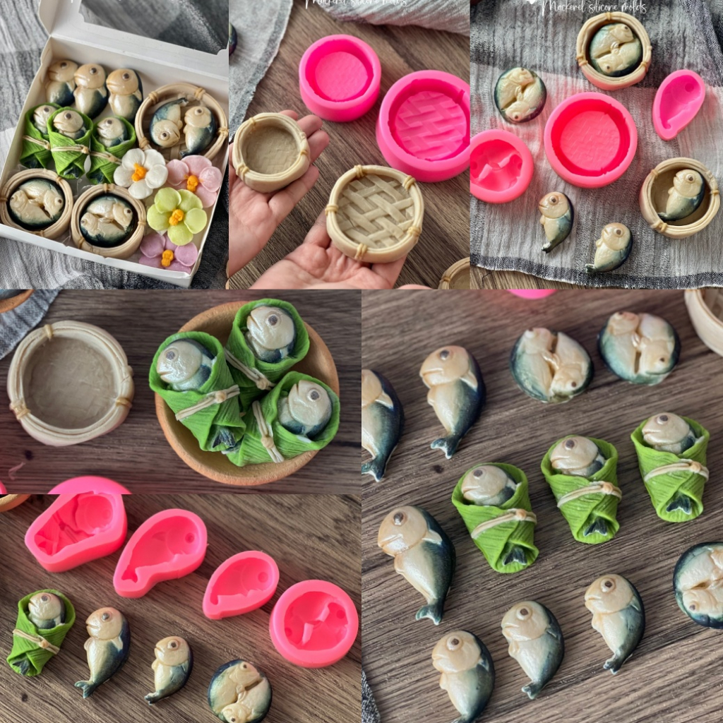 แม่พิมพ์ขนม น้ำพริกปลาทู เข่งปลาทู ครบเซต ผักเครื่องเคียงครบชุด ไข่ต้ม