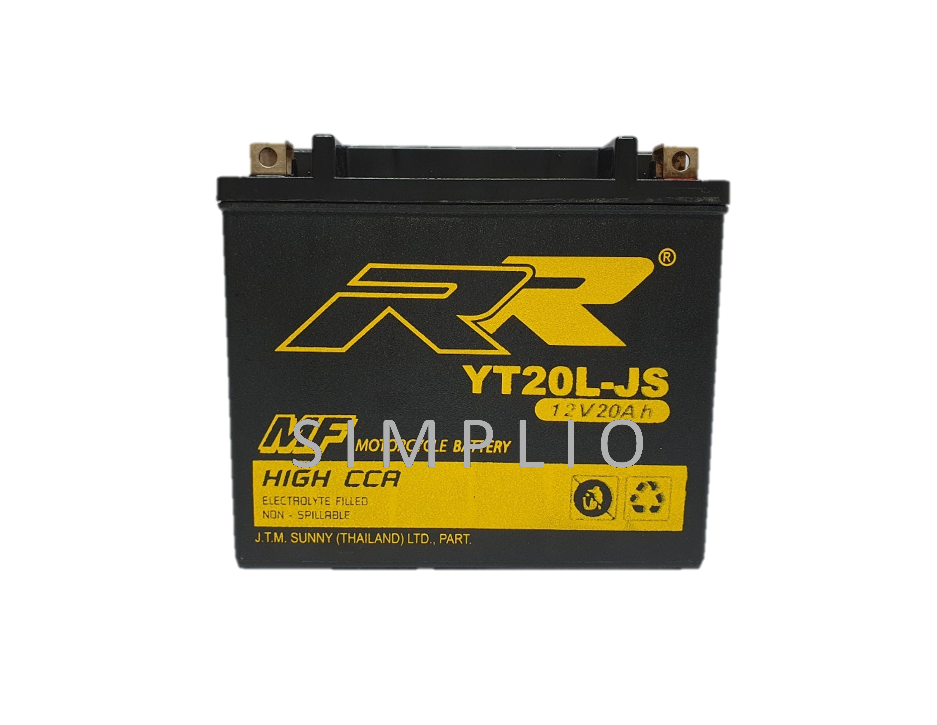 RR Battery YT20L-JS (12V 20AH) High CCA แบตเตอรี่สำหรับมอเตอร์ไซค์ (แบตมอไซ และเจ็ทสกี)