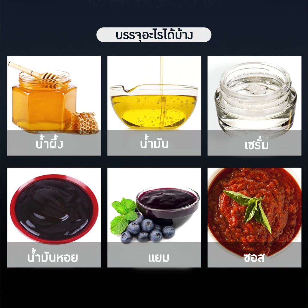 14892 A03(รุ่นใหม่) เครื่องบรรจุครีม ซอส ของเหลว สำหรับบรรจุ 5~70ml (60ml) ปรับระดับได้ง่ายกว่าเดิม LIQUID FILLING MACHINE มือโยก