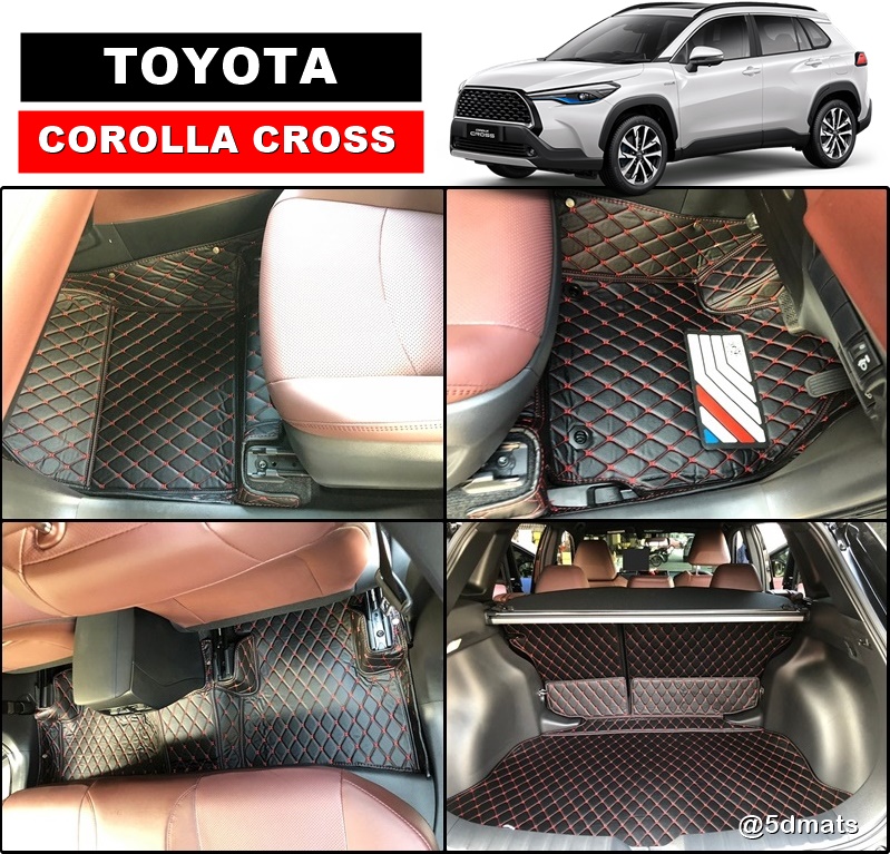 พรมปูพื้นรถยนต์ 6D TOYOTA COROLLA CROSS พรม6D QX สวยงาม รวมแผ่นท้าย ปิดเบาะ เต็มคัน 6ชิ้น
