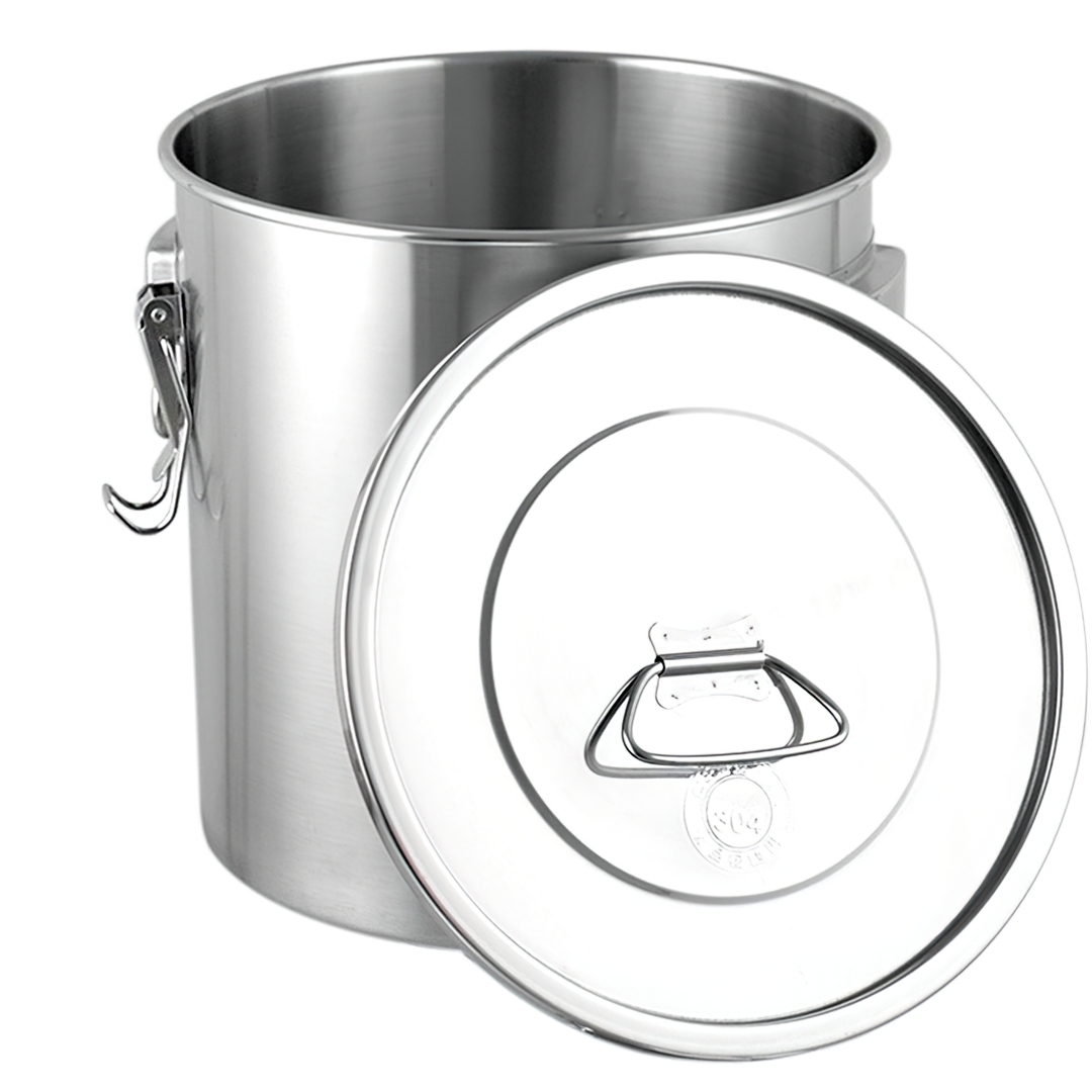 หม้อ-ถังสแตนเลสพร้อมฝาปิดมีหูหิ้ว (หม้อเกรด 304 +ฝาเกรด201)