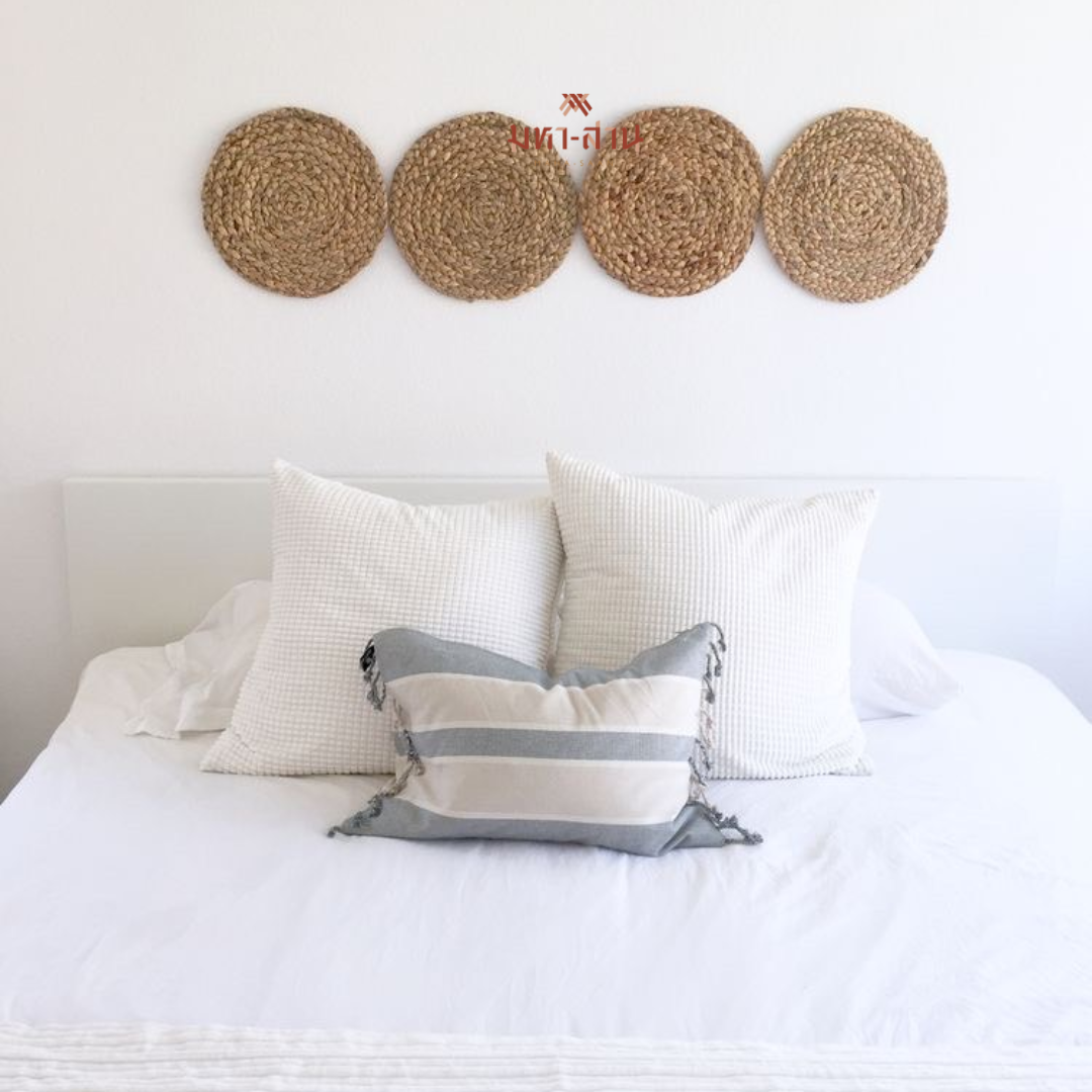 แผ่นรองหม้อกลม พร็อพถ่ายรูป แผ่นรองจาน รองจานผักตบชวา 🍽